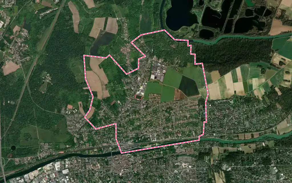 Vue satellite de Thorigny-sur-Marne avec ses contours administratifs