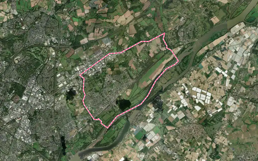 Vue satellite de Thouaré-sur-Loire avec ses contours administratifs