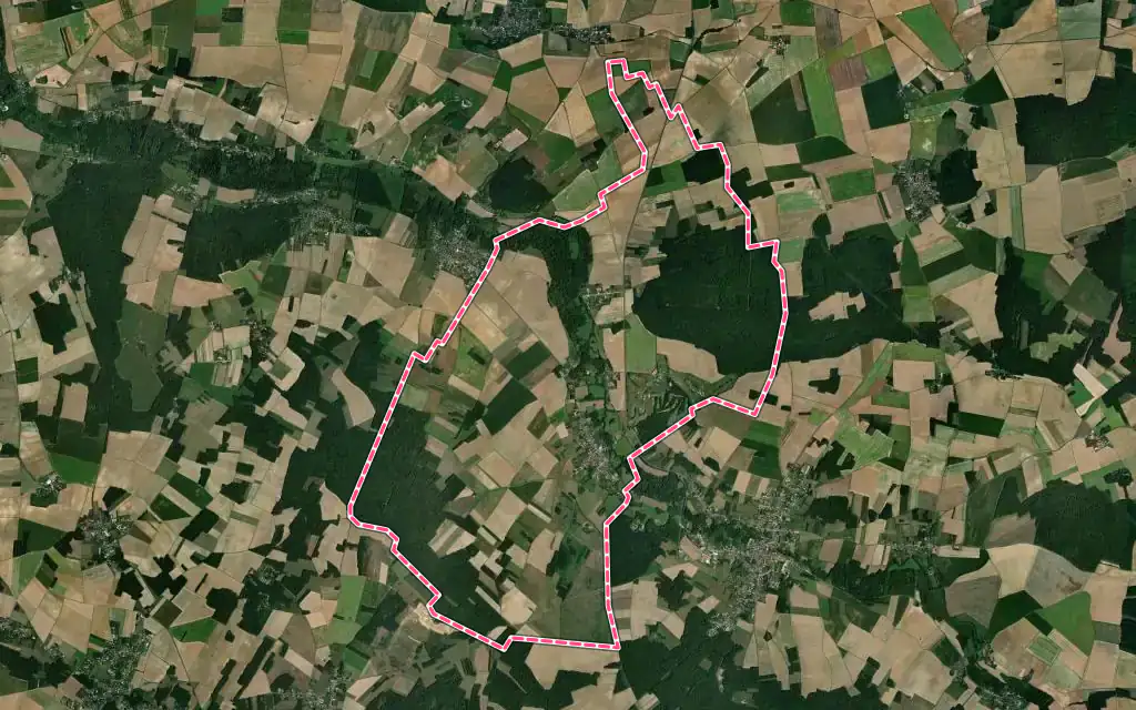 Vue satellite de Thoury-Férottes avec ses contours administratifs