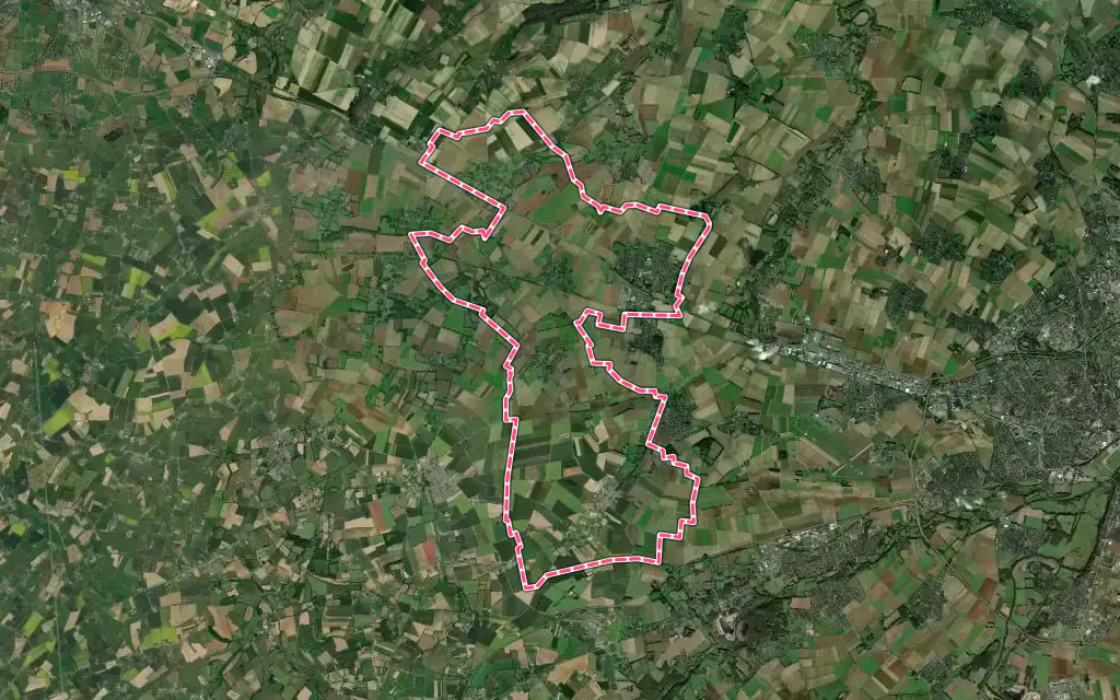 Vue satellite de Thue et Mue avec ses contours administratifs