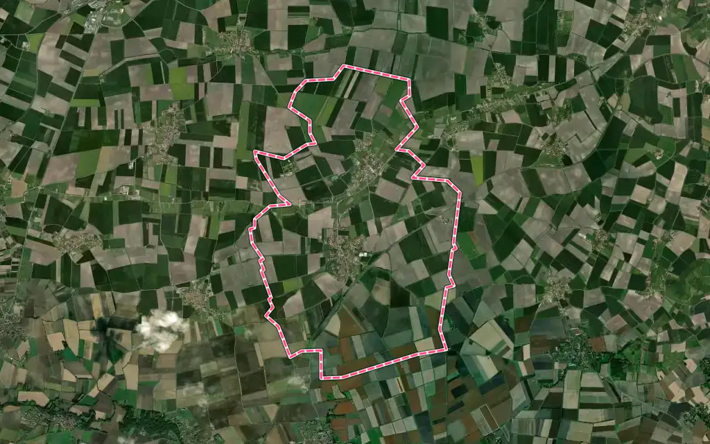 Vue satellite de Thuret avec ses contours administratifs
