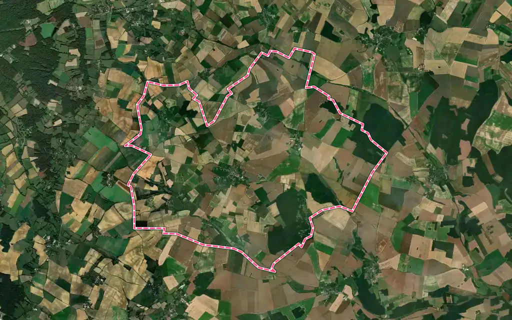 Vue satellite de Thury avec ses contours administratifs