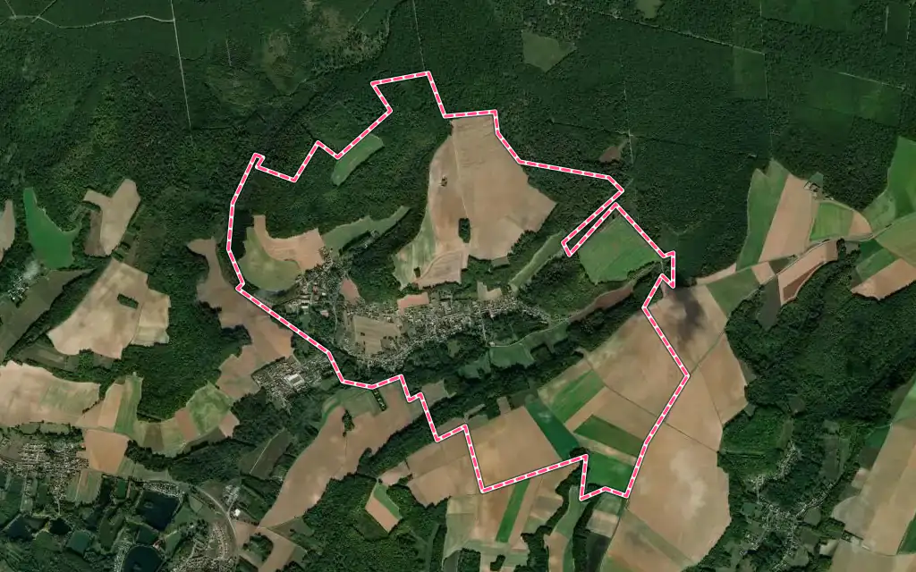 Vue satellite de Thury-sous-Clermont avec ses contours administratifs