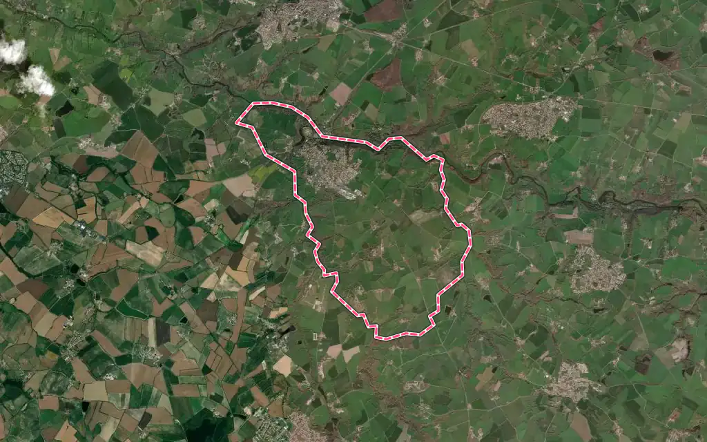 Vue satellite de Tiffauges avec ses contours administratifs