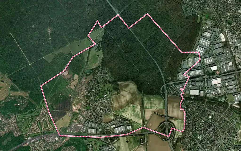 Vue satellite de Tigery avec ses contours administratifs
