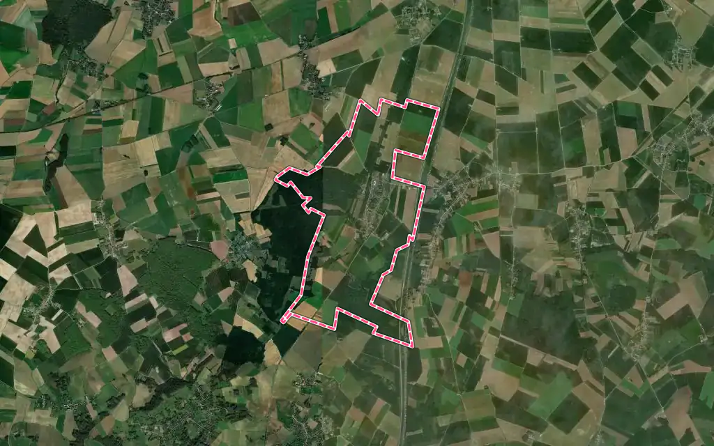 Vue satellite de Tilloloy avec ses contours administratifs