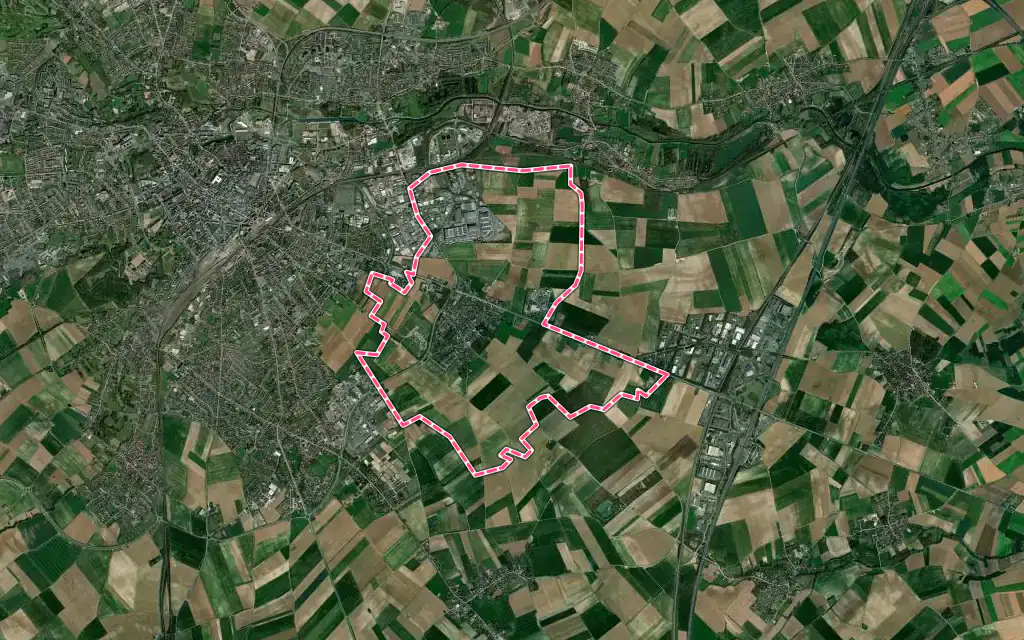 Vue satellite de Tilloy-lès-Mofflaines avec ses contours administratifs