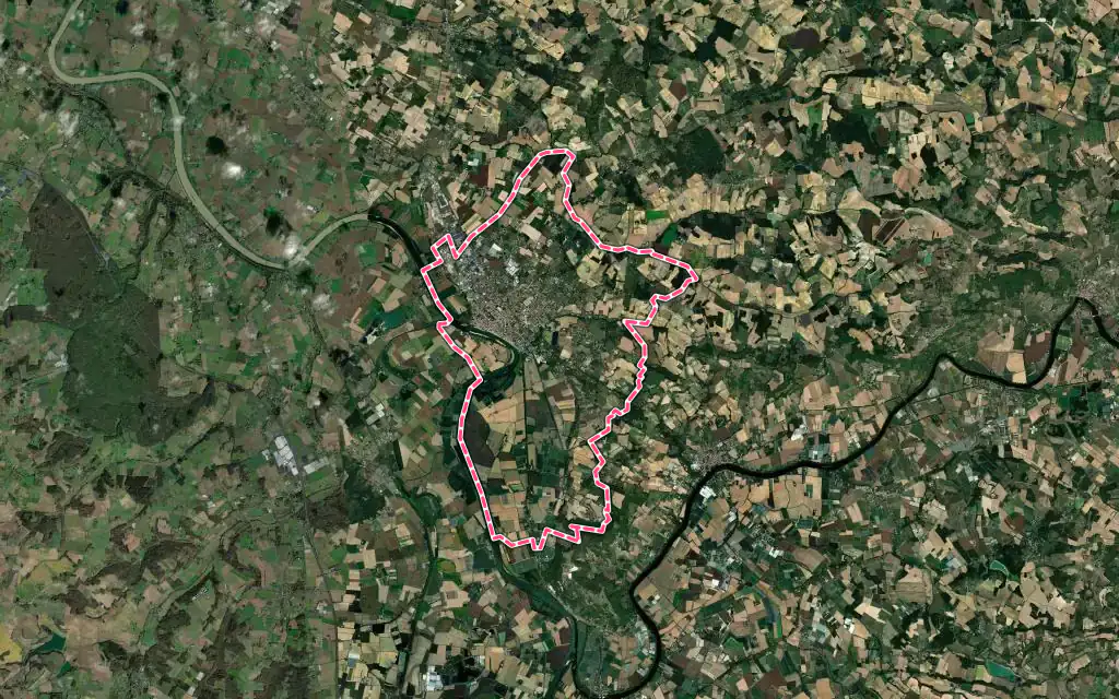 Vue satellite de Tonneins avec ses contours administratifs