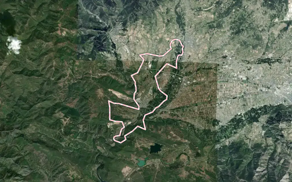 Vista satélite de Toral de los Vados con su contorno administrativo