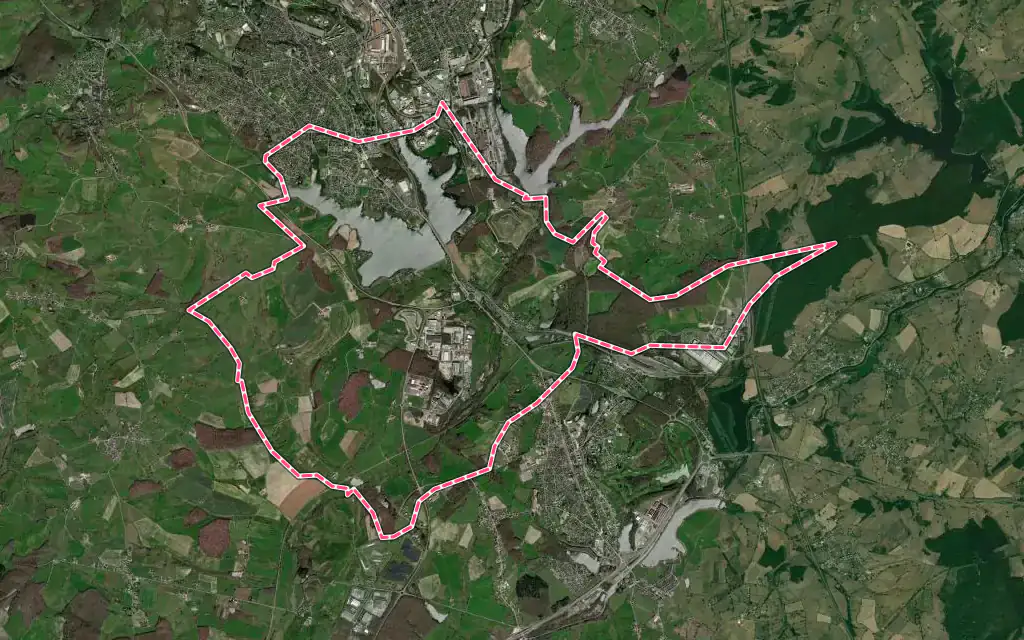 Vue satellite de Torcy avec ses contours administratifs