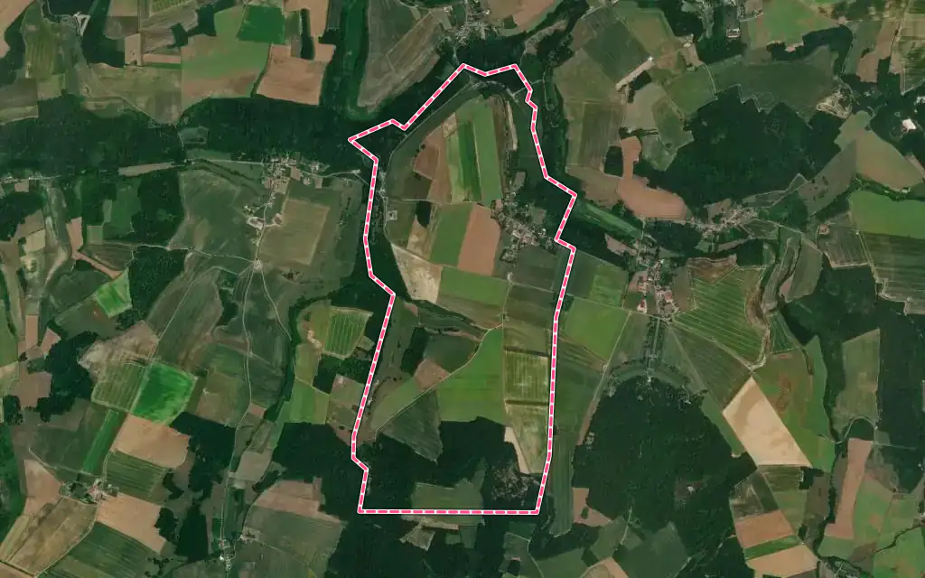 Vue satellite de Torcy-en-Valois avec ses contours administratifs