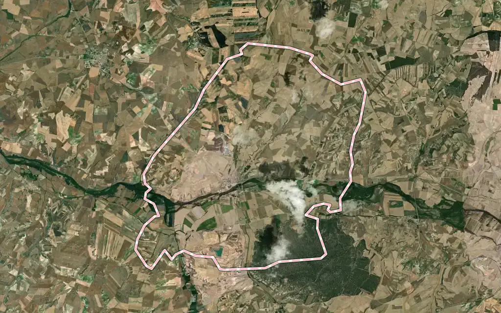 Vista satélite de Tordómar con su contorno administrativo