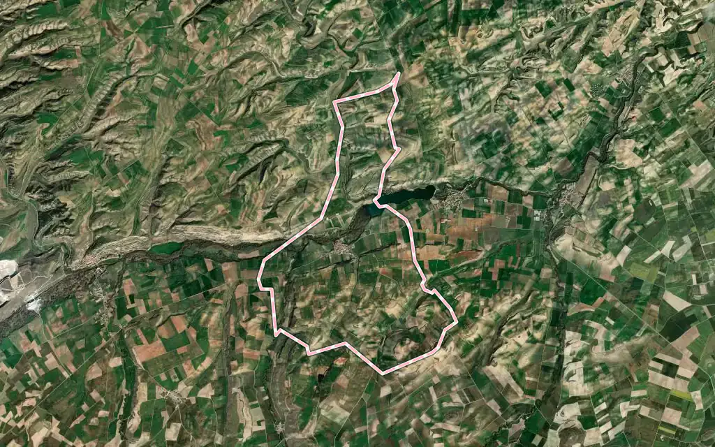 Vista satélite de Tormantos con su contorno administrativo