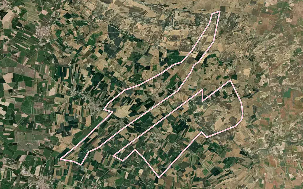 Vista satélite de Tornabous con su contorno administrativo