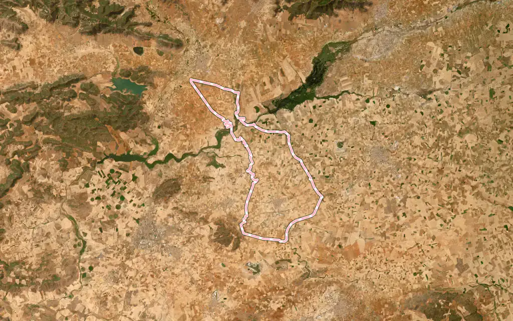 Vista satélite de Torralba de Calatrava con su contorno administrativo