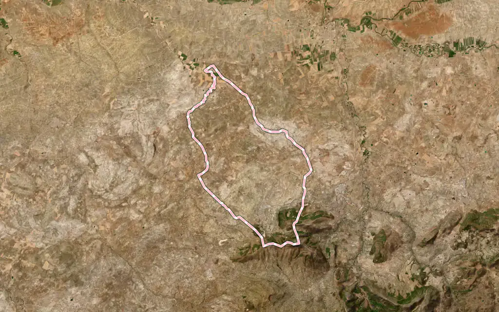 Vista satélite de Torre del Campo con su contorno administrativo