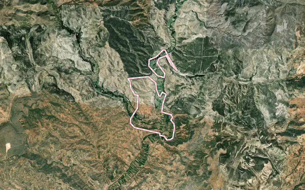 Vista satélite de Torrebaja con su contorno administrativo