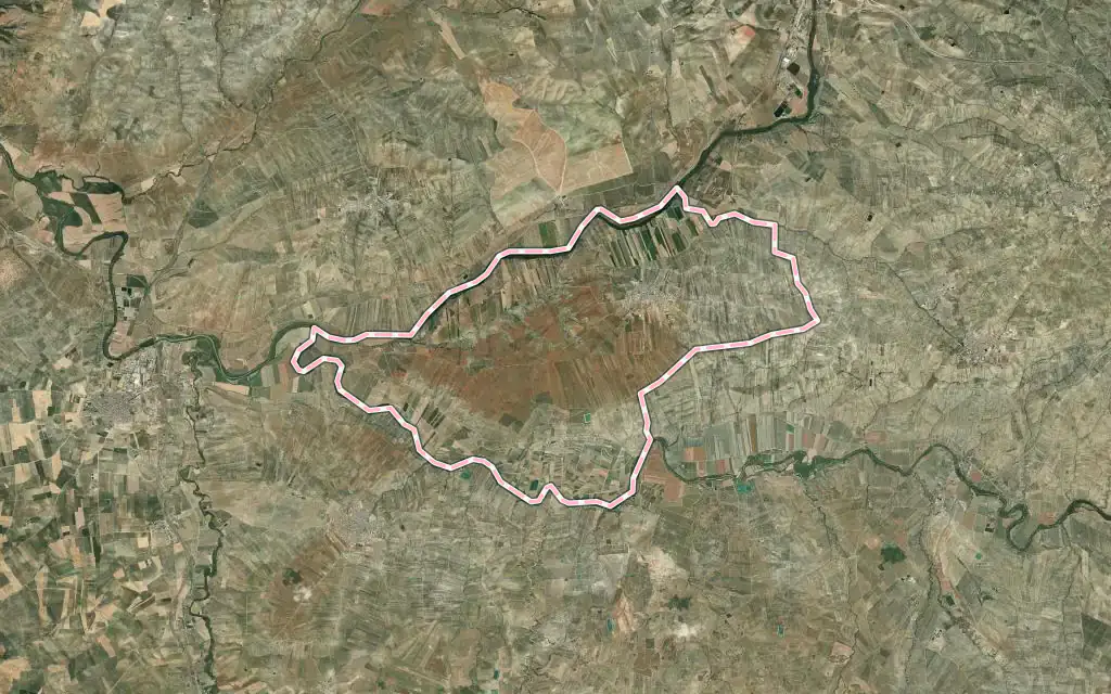 Vista satélite de Torreblascopedro con su contorno administrativo