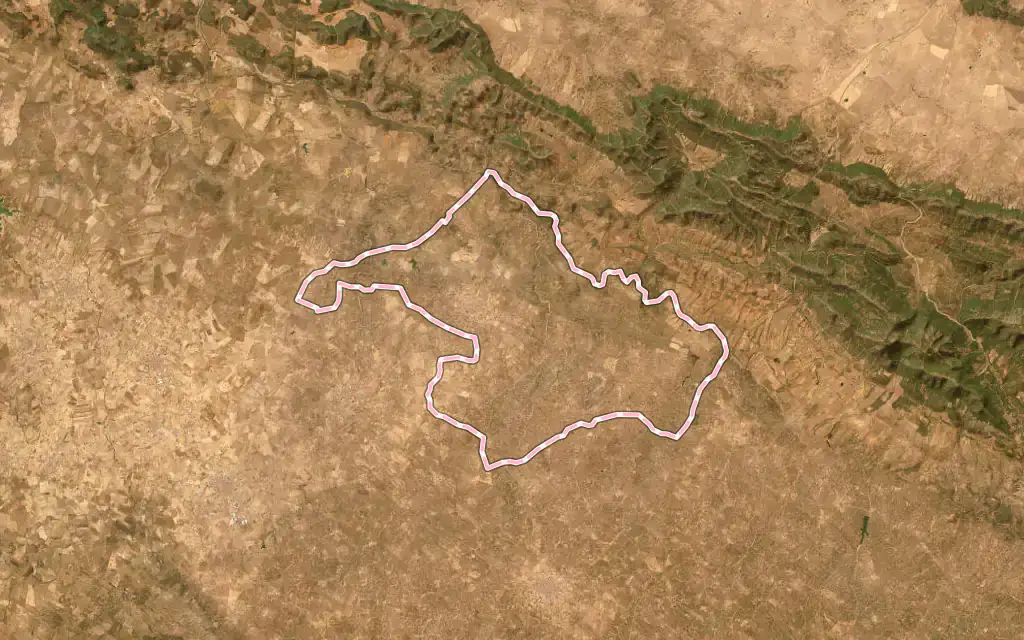 Vista satélite de Torrecampo con su contorno administrativo