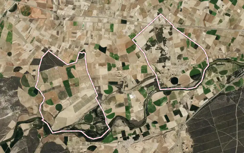 Vista satélite de Torrecilla de la Abadesa con su contorno administrativo