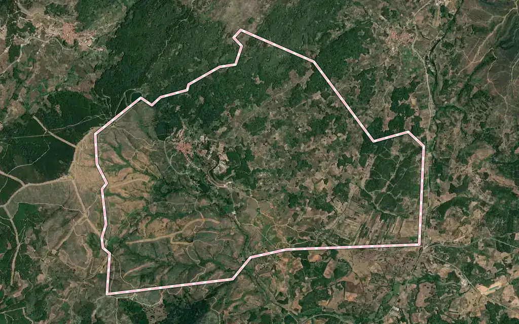 Vista satélite de Torre de Don Miguel con su contorno administrativo