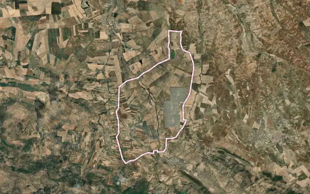 Vista satélite de Torre de Miguel Sesmero con su contorno administrativo