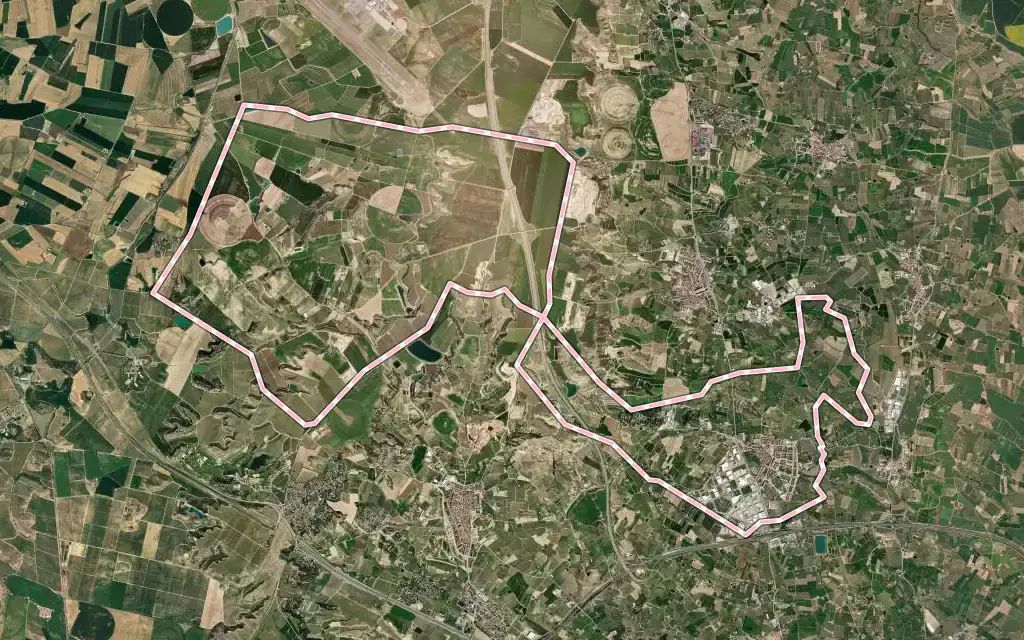 Vista satélite de Torrefarrera con su contorno administrativo
