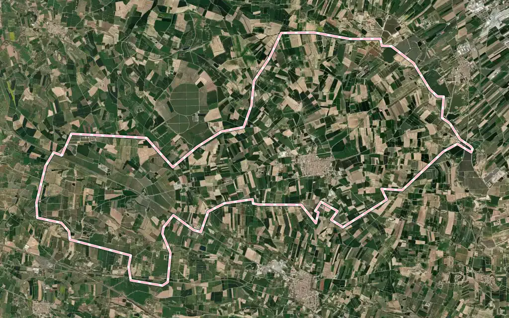 Vista satélite de Torregrossa con su contorno administrativo
