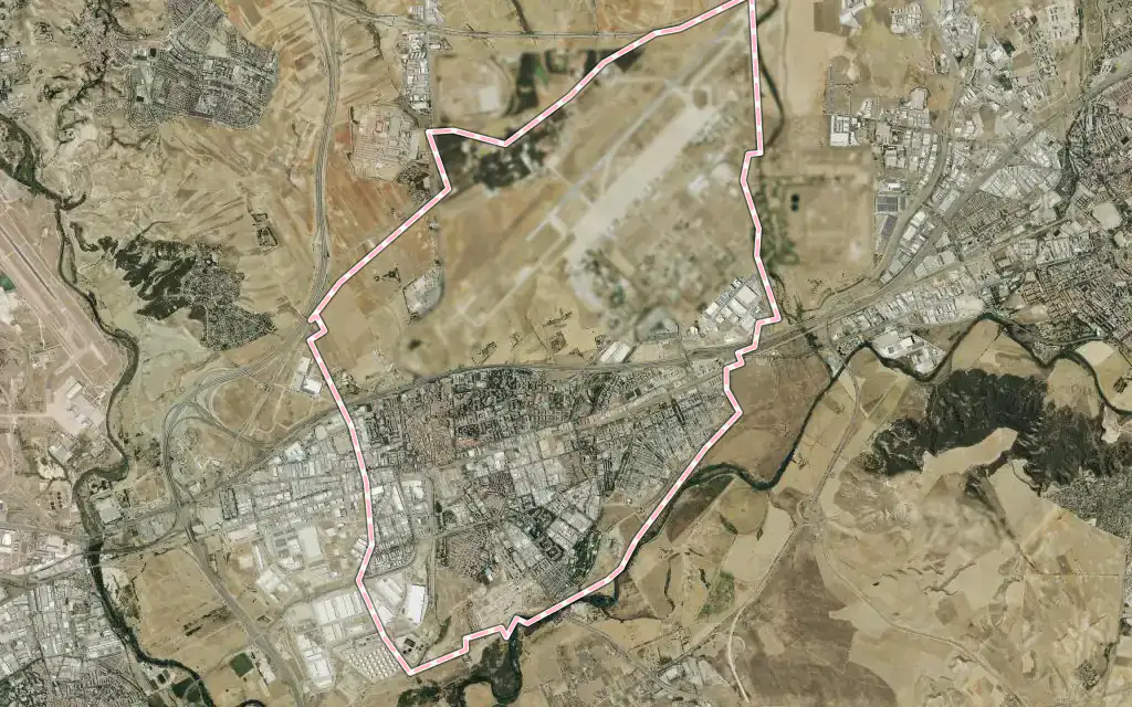 Vista satélite de Torrejón de Ardoz con su contorno administrativo