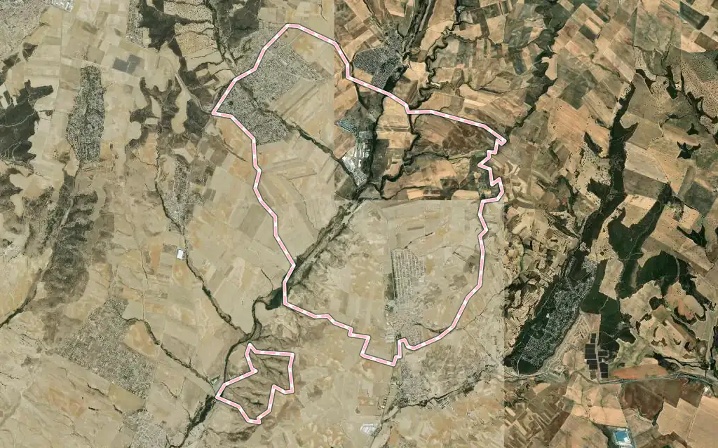 Vista satélite de Torrejón del Rey con su contorno administrativo