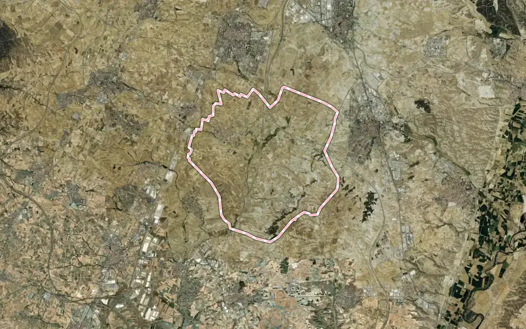 Vista satélite de Torrejón de Velasco con su contorno administrativo
