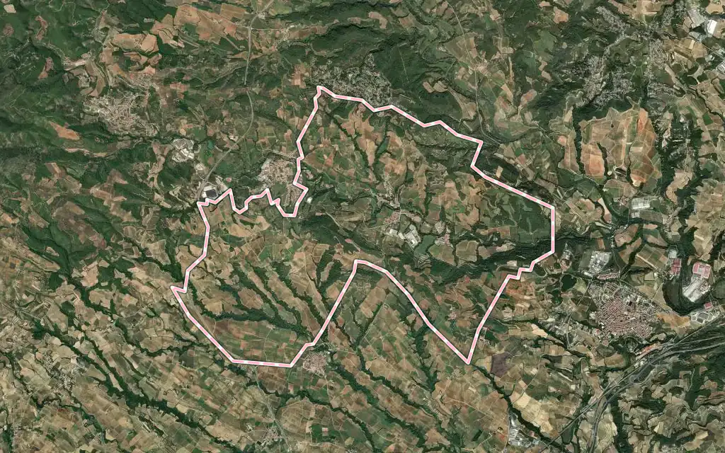 Vista satélite de Torrelavit con su contorno administrativo