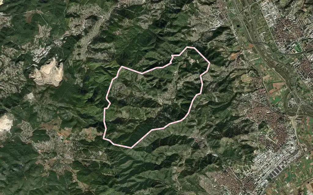 Vista satélite de Torrelles de Llobregat con su contorno administrativo