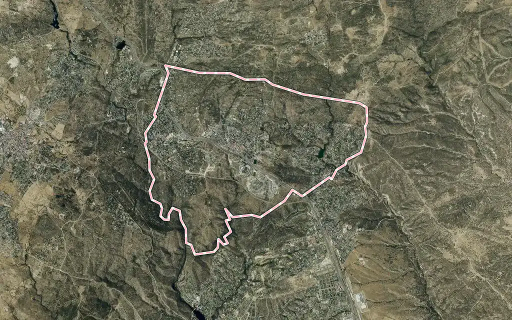 Vista satélite de Torrelodones con su contorno administrativo