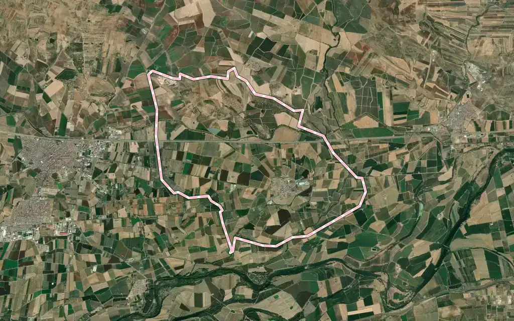 Vista satélite de Torremayor con su contorno administrativo