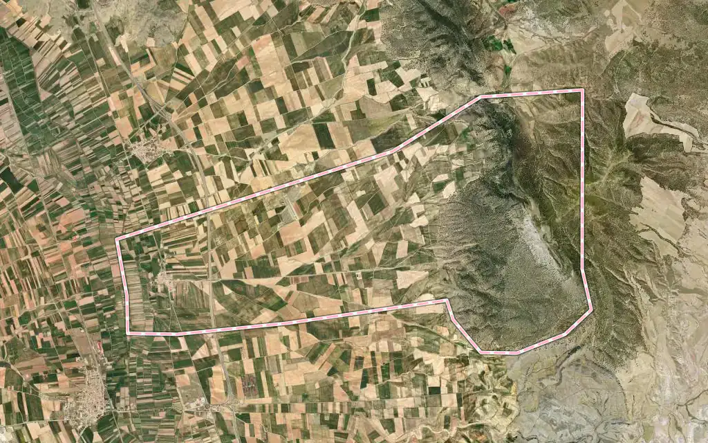 Vista satélite de Torremocha de Jiloca con su contorno administrativo