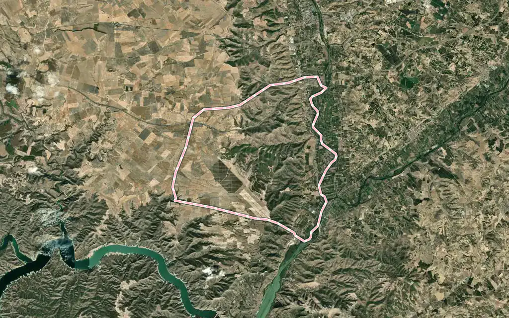 Vista satélite de Torrente de Cinca / Torrent de Cinca con su contorno administrativo