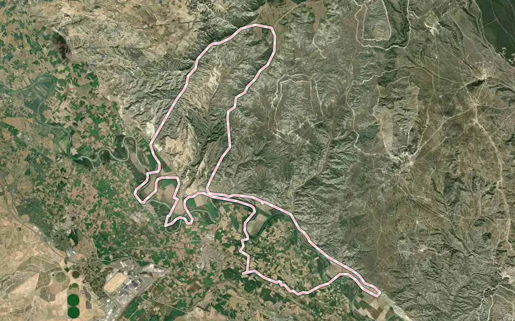 Vista satélite de Torres de Berrellén con su contorno administrativo