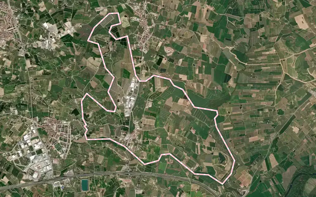Vista satélite de Torre-serona con su contorno administrativo