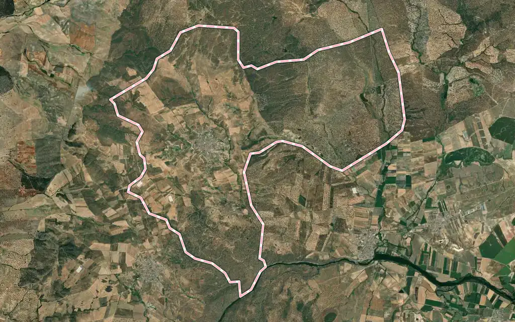 Vista satélite de Torrico con su contorno administrativo
