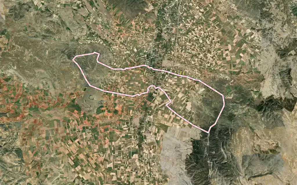 Vista satélite de Torrijo del Campo con su contorno administrativo