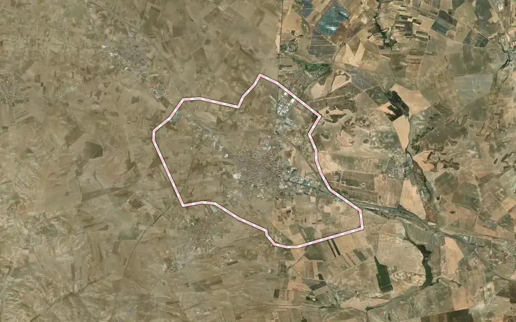 Vista satélite de Torrijos con su contorno administrativo