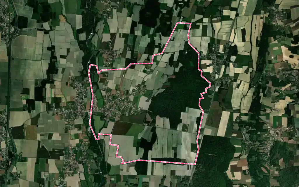 Vue satellite de Tostat avec ses contours administratifs