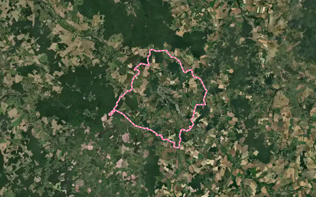Vue satellite de Toucy avec ses contours administratifs