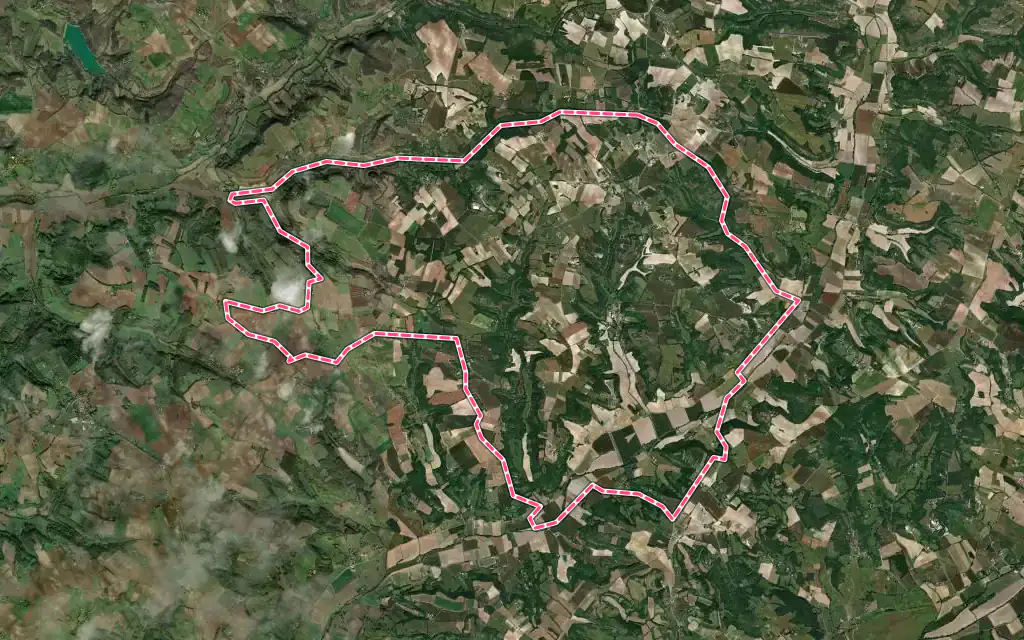 Vue satellite de Touffailles avec ses contours administratifs