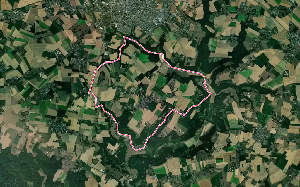 Vue satellite de Touffreville-la-Corbeline avec ses contours administratifs