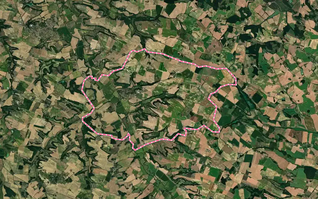 Vue satellite de Tournecoupe avec ses contours administratifs