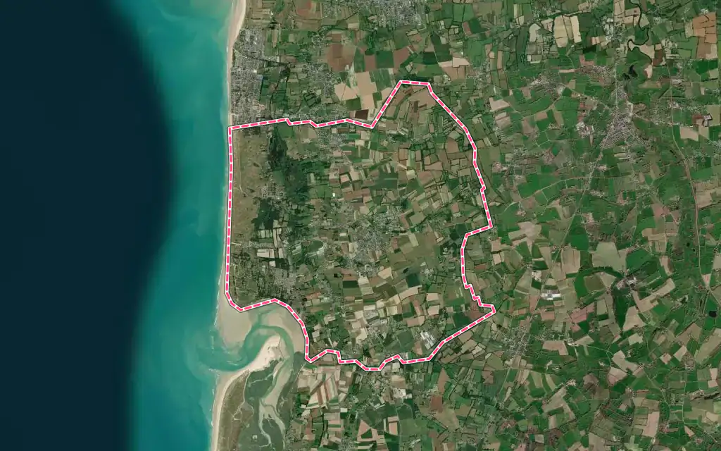 Vue satellite de Tourneville-sur-Mer avec ses contours administratifs