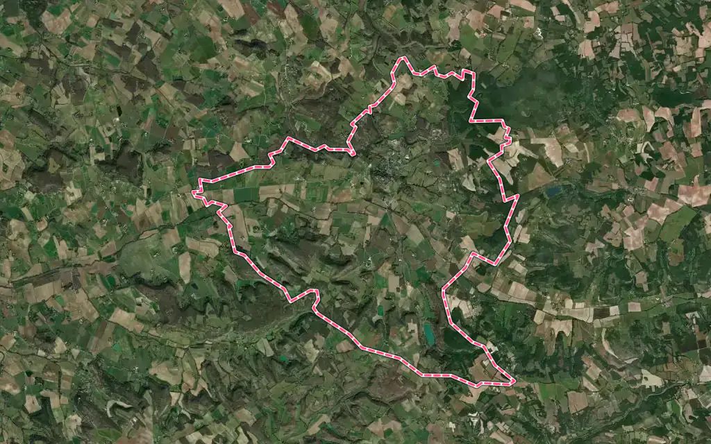 Vue satellite de Tournon-d'Agenais avec ses contours administratifs
