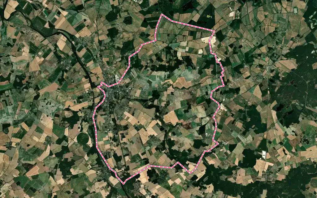 Vue satellite de Tournon-Saint-Martin avec ses contours administratifs